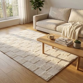 SARATOGA - tappeto in lana avorio con decoro