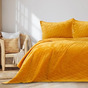 Copriletto giallo in velluto con rivestimento trapuntato 220x240 cm Laila – Restilo