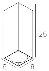 Plafoniera Moderna Cubica Plate Metallo Grigio 1 Luce Gx53 25Cm