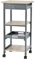 Carrello da Cucina Portavivande 37x37x76 cm in Legno di Pino e MDF Grigio