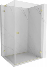 Mexen Lunar-B L cabina doccia a battente destra 100 x 80 cm, trasparente, oro spazzolato - 832L-100-080-55-00-P