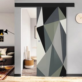 Porta scorrevole Carpet 3 in vetro multicolore, L 88 x H 215 cm, con binario Atelier nero Destra