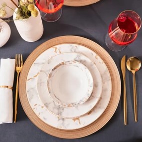 Set da tavola 24 pezzi in porcellana, bianco/grigio