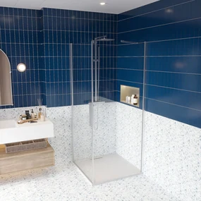 Box doccia 70x90 battente vetro temperato 6 mm 195 H cromo Linje