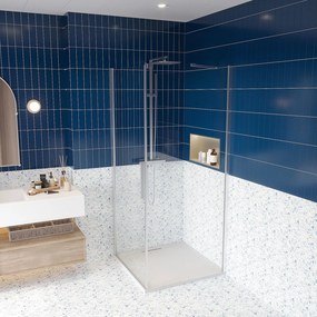 Box doccia 70x90 battente vetro temperato 6 mm 195 H cromo Linje