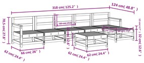 Set Salotto da Giardino 7 pz Bianco in Legno Massello di Pino