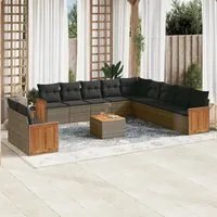 Set Divani da Giardino 12 pz con Cuscini Grigio in Polyrattan 3227817