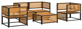 Set divano da giardino 5 pz con cuscini legno massello acacia