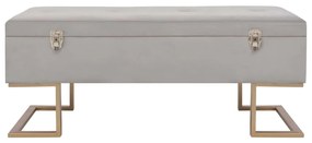 Panca con vano portaoggetti 105 cm grigio in velluto