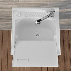Mobile Lavatoio in Kit 50x50 cm con Vasca in Resina colore Bianco