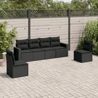 Set Divano da Giardino 6 pz con Cuscini Nero in Polyrattan 3251142