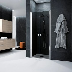 Porta doccia saloon L 87-91 cm x H 200 cm per nicchia in vetro fumè SP. 6 mm, profilo lucido cromo, serie Glam