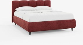 ARKAM letto imbottito con vano contenitore e testiera a lavorazione verticale - design shabby chic in tessuto certificato Oeko-Tex®