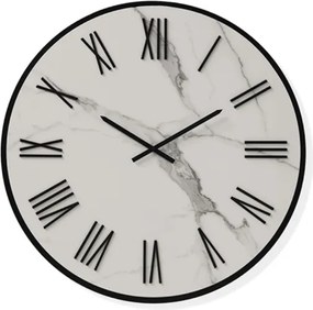 Orologio rotondo D60 cm ANSEL in kerlite Bianco con dettagli Nero