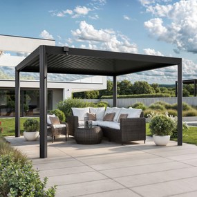PRIMEYARD Pergola 4x4m, tetto lamellare, antracite - (GFPV01127)