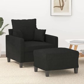 Poltrona Con Poggiapiedi Nero 60 Cm İn Tessuto /