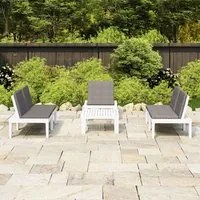 Set Divani da Giardino con Cuscini 4 pz in Plastica Bianco 3059835