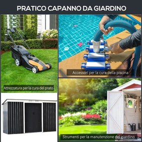 Casetta Box da Giardino in Lamiera per Deposito Attrezzi 277x130x173 cm  Grigio Scuro...