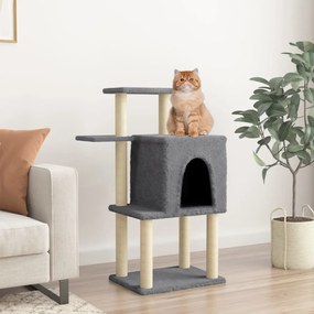 Albero per gatti con tiragraffi in sisal grigio scuro 97 cm