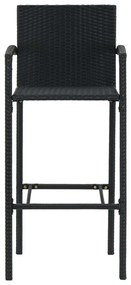 Set Bar da Giardino 5 pz con Braccioli in Polyrattan Nero