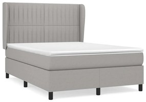 Giroletto a molle con materasso grigio chiaro 140x200cm tessuto