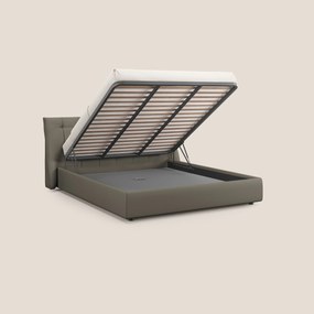 Clizia letto imbottito di design con vano contenitore in ecopelle impermeabile T04 talpa