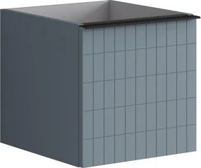 Cassettiera Pixel con 1 cassetto frontale Grid laccato opaco indaco e maniglia alluminio nero opaco L.40 H.40 P.45,5 cm.