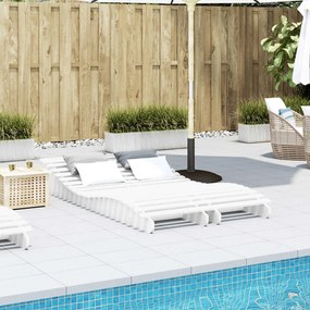 Lettini prendisole 2pz bianchi 205x60x31,5 legno massello pino