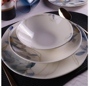 Set da tavola 24 pezzi in porcellana, bianco/blu