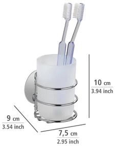 WENKO 18779100-Portaspazzolini TURBO-LOC RUND STAHL 7,5x9 cm cromo lucido/bianco