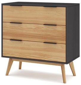 Cassettiera alta in pino nero/naturale 80x83 cm Lavis - Marckeric