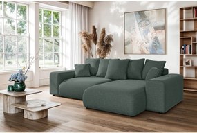 Divano angolare verde scuro allungabile/con contenitore (con composizione variabile) Luma – Ropez