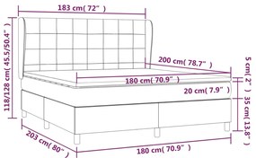 Giroletto a Molle con Materasso Marrone Scuro 180x200cm Tessuto