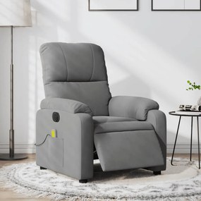 Poltrona Reclinante Massaggi Elettrica Grigio Scuro Microfibra /