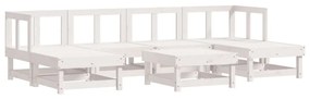 Set divani da giardino 7pz con cuscini in legno massello bianco