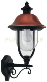 Applique up venezia nera e rame 1 luce attacco e27 ip44 25x29x52,5cm