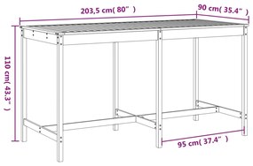 Set Bar da Giardino 9 pz Grigio in Legno Massello di Pino