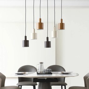 Lampada a sospensione Lindby Ovelia, marrone/caffè/beige, a 6 luci, E27