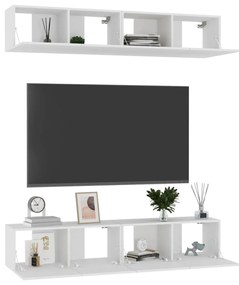 Mobili TV 4 pz Bianchi 80x30x30 cm in Legno Multistrato