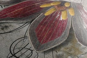 Stampa su tela – Fiori con perle