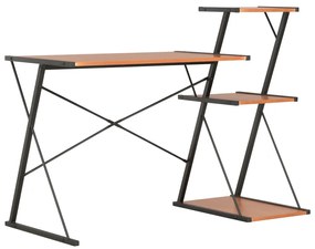 Scrivania Con Ripiano Nera E Marrone 116x50x93 Cm /