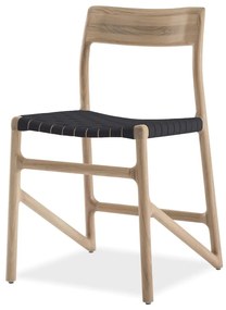 Sedia da pranzo in legno massiccio di quercia con seduta nera Fawn - Gazzda