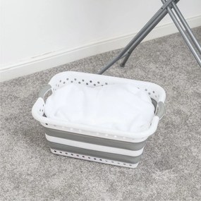 Cesto portabiancheria in plastica bianco-grigio 40 l - Addis
