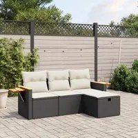 Set Divani da Giardino 4 pz con Cuscini Nero in Polyrattan 3265487