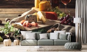 Carta da parati autoadesiva – Variazioni di formaggio su tavola