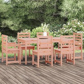 Set Da Pranzo Per Giardino 7 Pz İn Legno Massello Di Douglas /