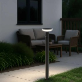 Paletto da giardino Solare Nero 80cm con Sensore Movimento e Picchetto Colore Bianco Naturale 4.000K