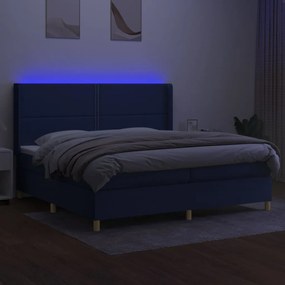 Letto a molle materasso e led blu 200x200cm in tessuto