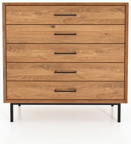 Cassettiera alta in legno di quercia in colore naturale 97x95 cm Abies - The Beds