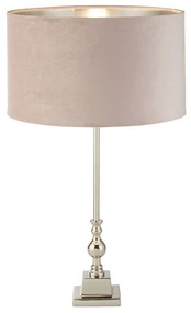 Lampada Da Scrivania Contemporanea Whitby Metallo Nichel Velluto Rosa 1 Luce E27